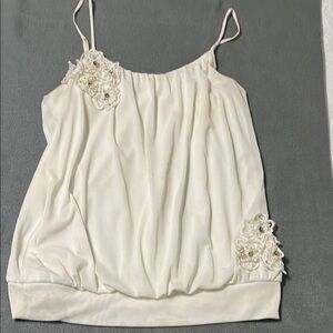 Express Cream Embellished Ruched Camisole